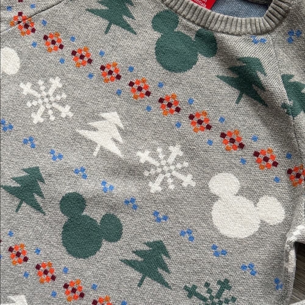 Disney Gray Crewneck Christmas Holiday Winter Sweater with Mickeys Size 10 - Picture 2 of 4